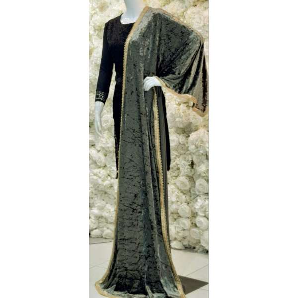 Olive Green Pakistani Velvet Shawl