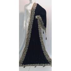 Dark Grey Fancy Velvet Winter Pakistani Shawl 