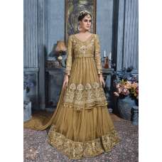S-87 GOLD SYBELLA HEAVY EMBROIDERED WEDDING WEAR DRESS