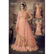 PEACH MODEST INDIAN MAXI GOWN PARTY DRESS 