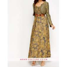 Floral Contrast Metallic Bolero Dress