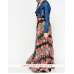 Stunning Floral Denim Bolero Maxi Dress