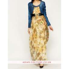 Floral Mesh Contrast Denim Jacket Dress