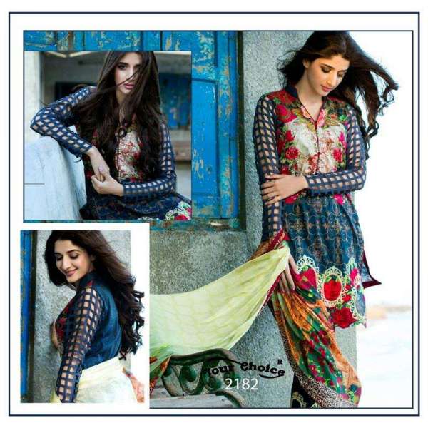 Z2182 GREY PAKISTANI STYLE LAWN COTTON SALWAR KAMEEZ 