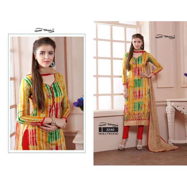 ZYC2240 YELLOW AND RED HOLLYWOOD YOUR CHOICE PRINTED COTTON SALWAR KAMEEZ