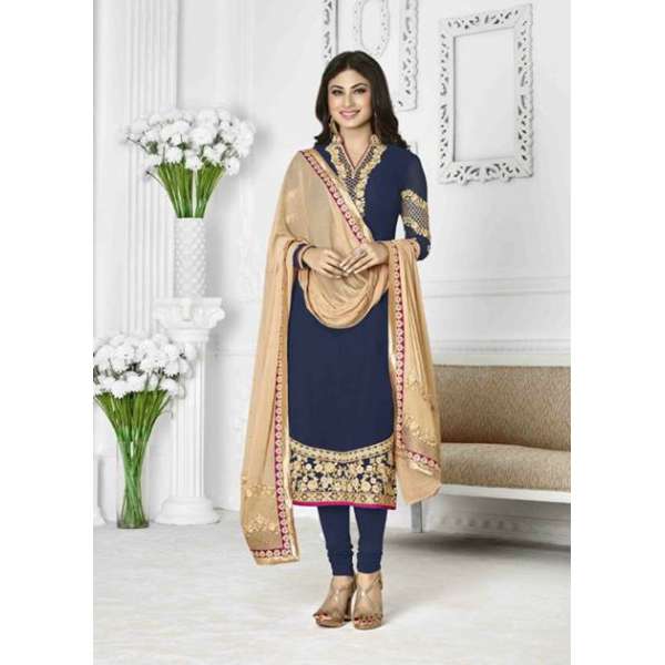 1128 BLUE ZAAINA BY KHWAAB STRAIGHT GEORGETTE SALWAR KAMEEZ SUIT