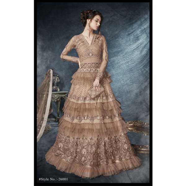 Brown Sequin Party Dress Indian Bridal Wedding Gown