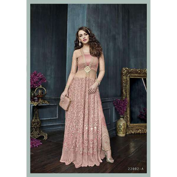 Pink Indian Net Gown Wedding Anarkali Suit