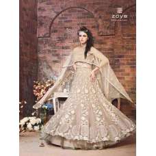 Gorgeous Beige Net Anarkali Dress Indian Maxi