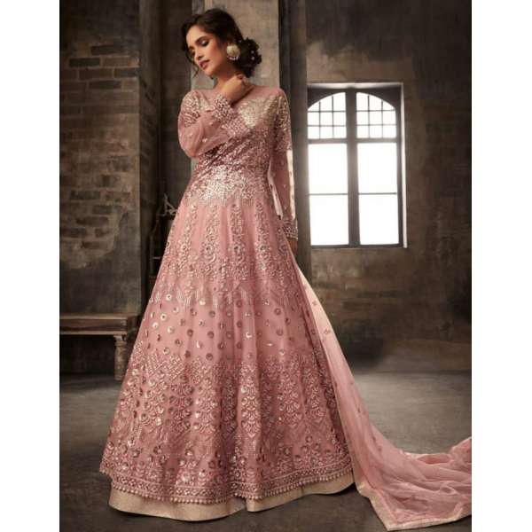 Rose Pink Detailed Embroidered Bridal Gown