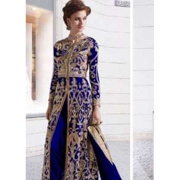 Royal Blue Indian Wedding Dress Designer Embroidered Suit